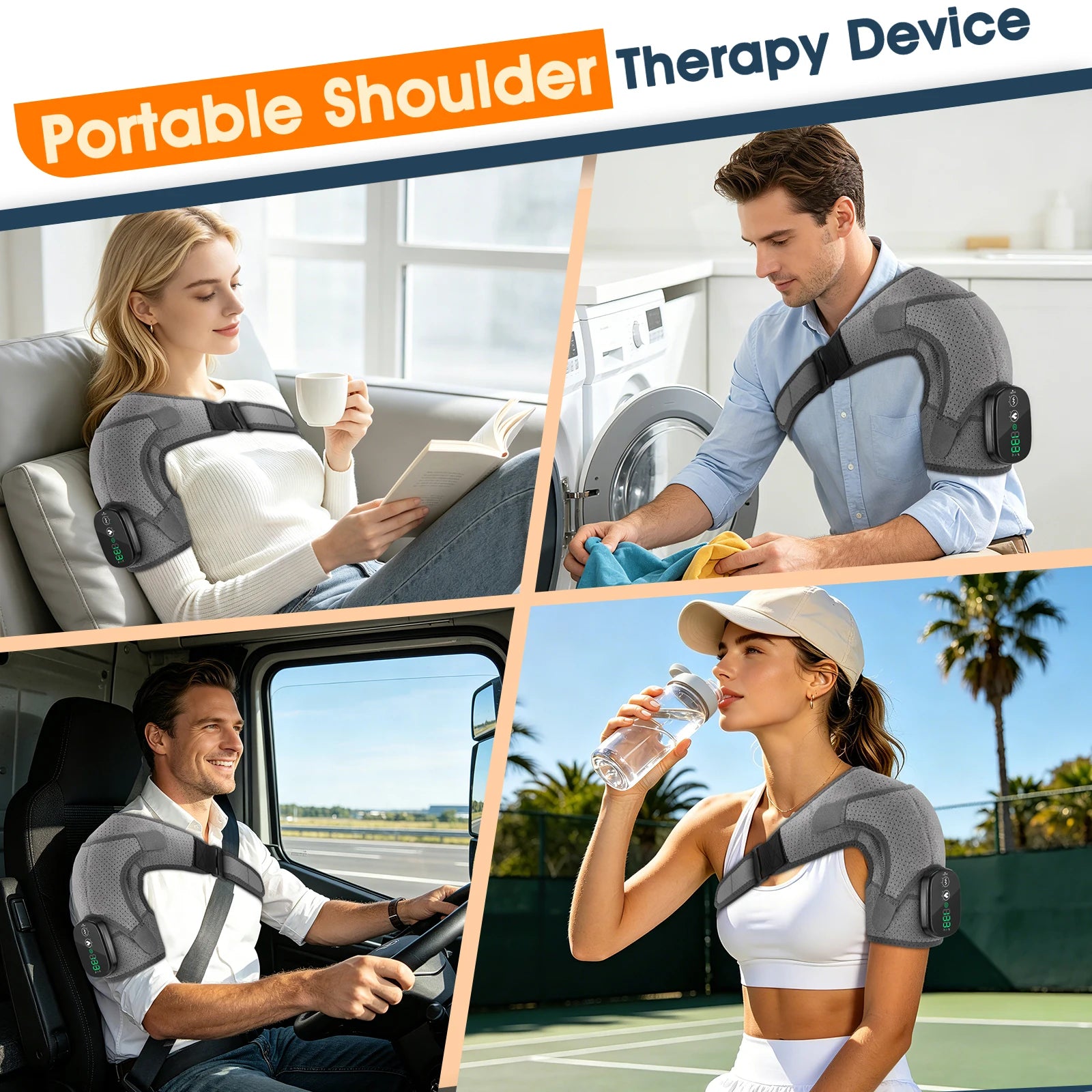 Cordless Shoulder Massager with Heat and Vibration for Pain Relief - 6