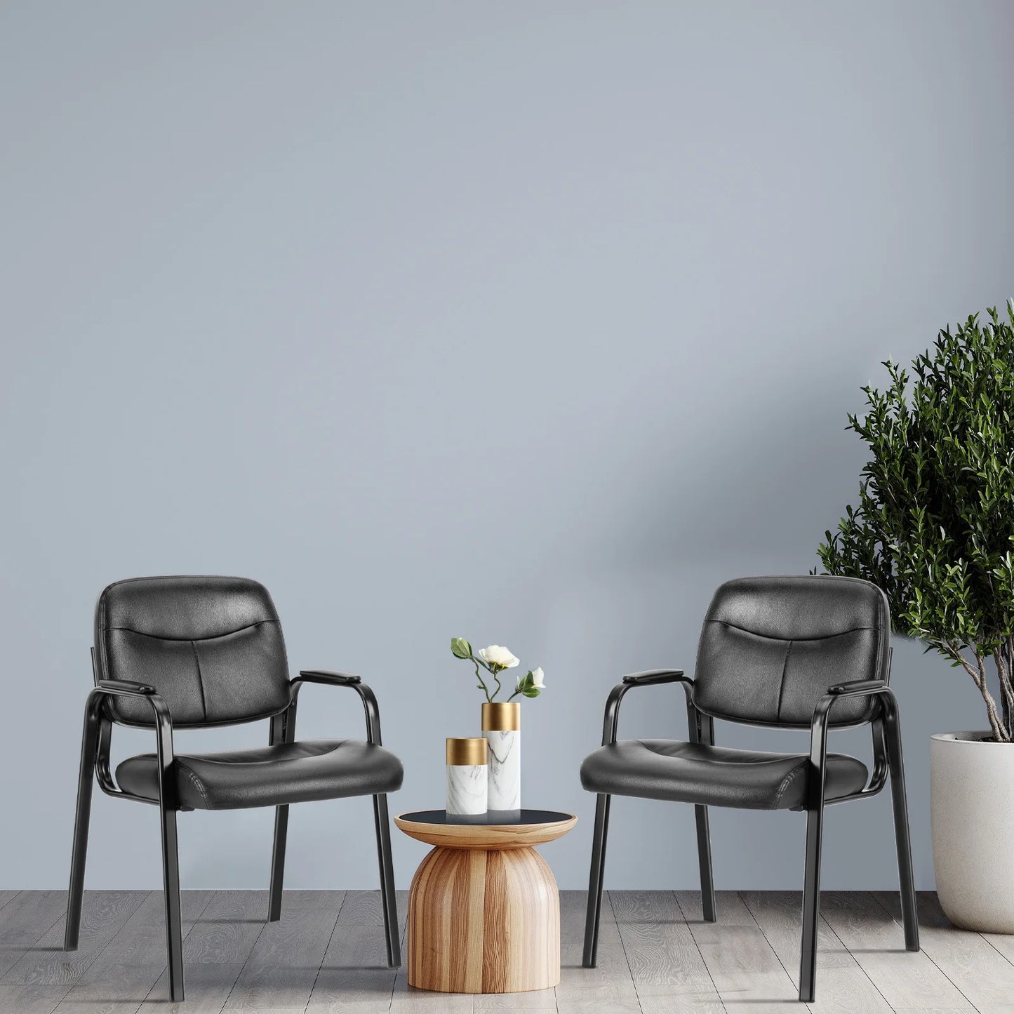 Modern PU Leather Office Guest Chair - Ergonomic Waiting Room Seating