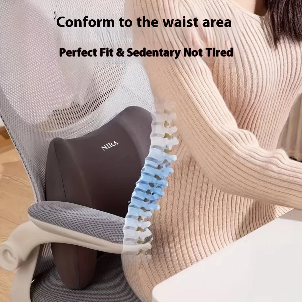 Ergonomic Memory Foam Lumbar Support Pillow for Office & Car Seat