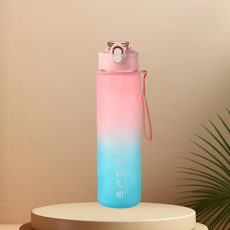 Motivational 750ml Sports Water Bottle with Time Marker & Leak-Proof Straw - 34