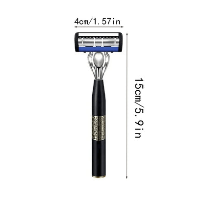 6-Layer Men's Manual Razor - Stainless Steel Shaving Set