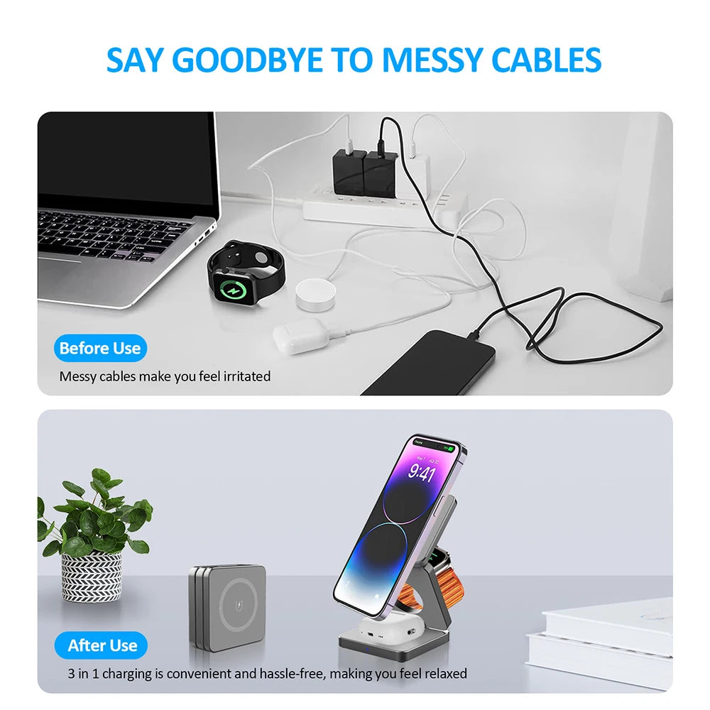3-in-1 Foldable Magnetic Wireless Charging Station for Apple Devices - 11