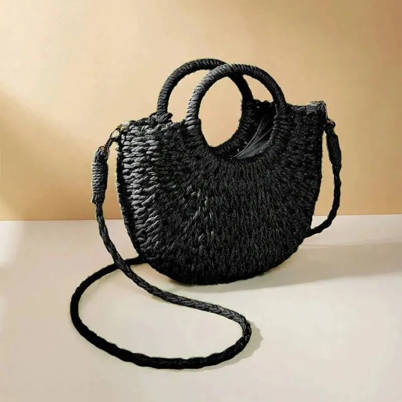 Luxury Half-Moon Straw Bag