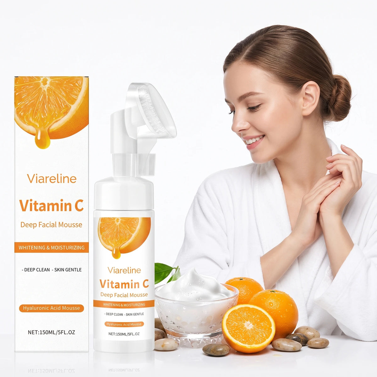 Vitamin C Brightening Facial Cleanser with Built-in Exfoliating Brush