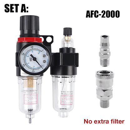 G1/4 Air Compressor Water Oil Separator - Filter Pressure Regulator & Lubricator