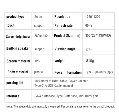 16-Inch Portable 1200P HDR Monitor - Touch/Non-Touch IPS Gaming Display