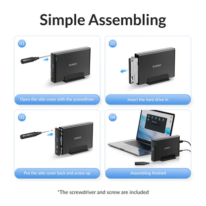 ORICO Aluminum 3.5" Hard Drive Enclosure - USB 3.1 Type-C HDD/SSD Case