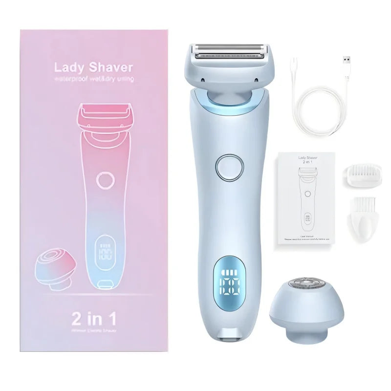 2-in-1 Women's Electric Shaver - Painless Waterproof Hair Removal Razor - 12