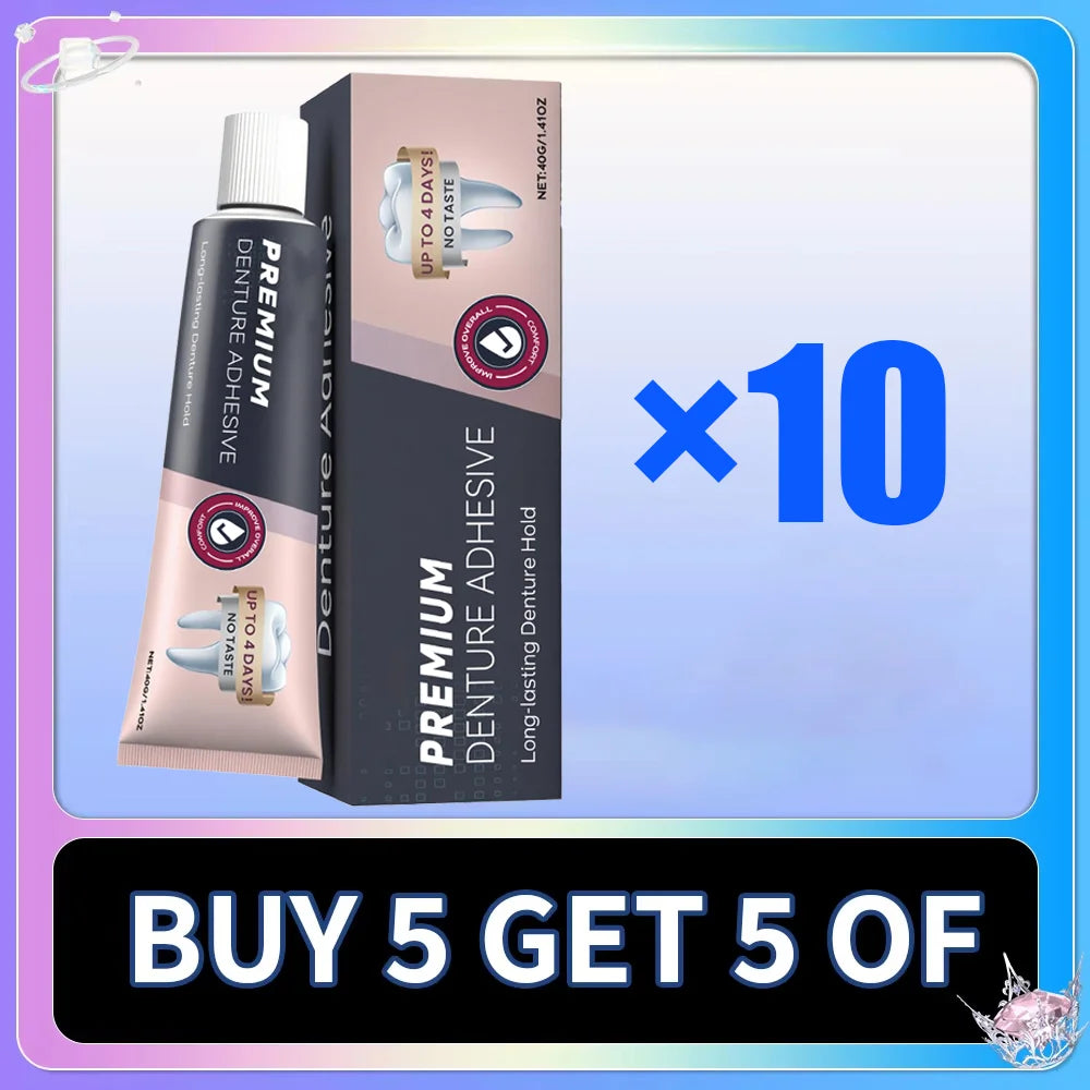Waterproof Denture Adhesive Cream - Zinc-Free Long-Lasting Strong Hold Gel - 8
