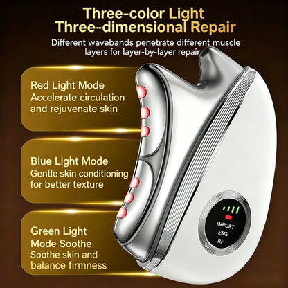 3-in-1 LED Microcurrent Facial & Neck Massager for Skin Tightening