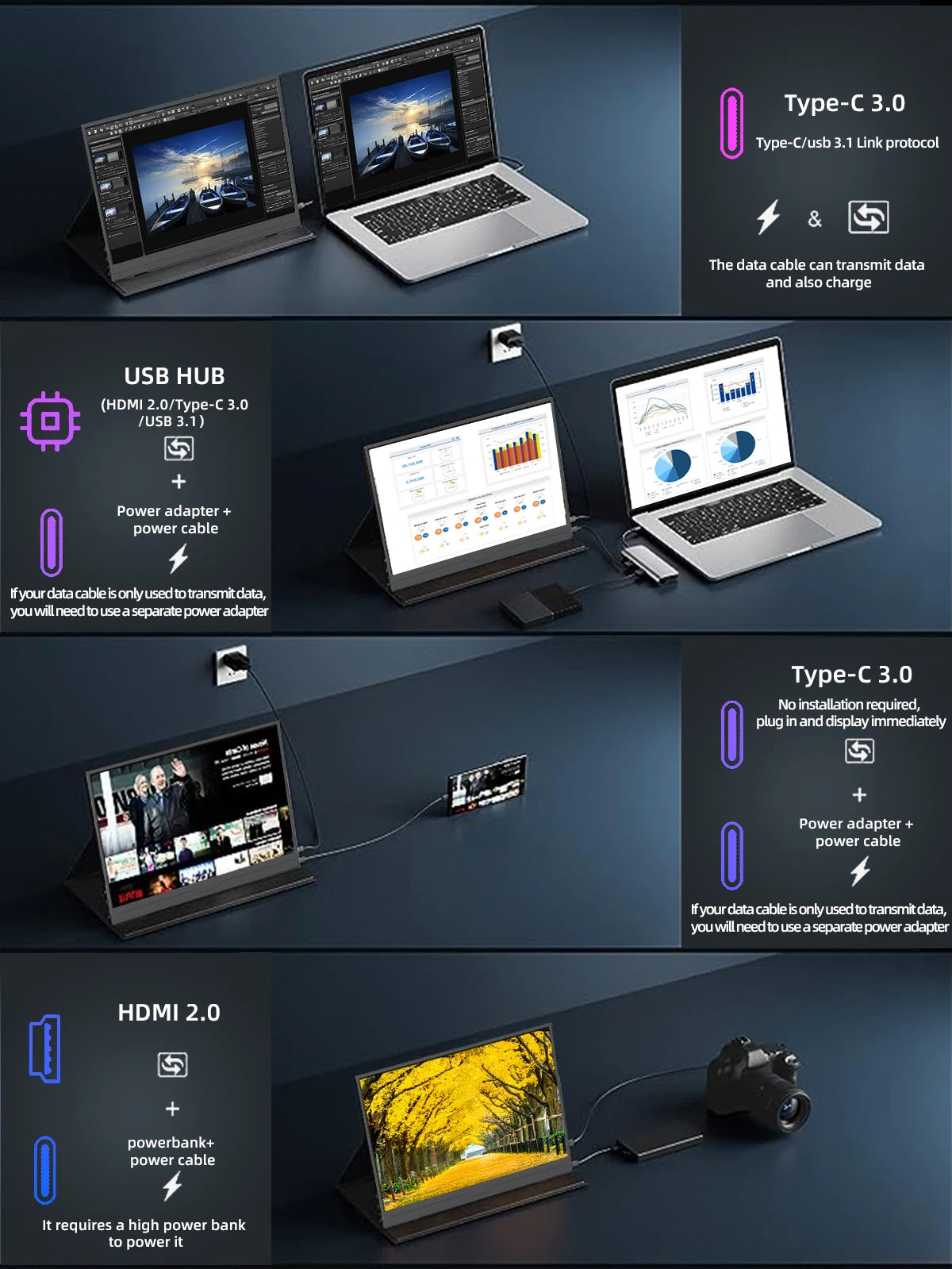 14-Inch 2K Portable Monitor - Ultra HD 60Hz Laptop & Gaming Screen