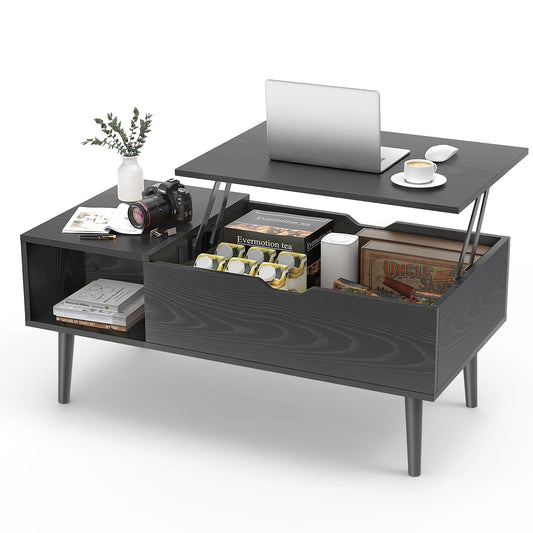 Modern Lift-Top Coffee Table with Hidden Storage & Adjustable Desk