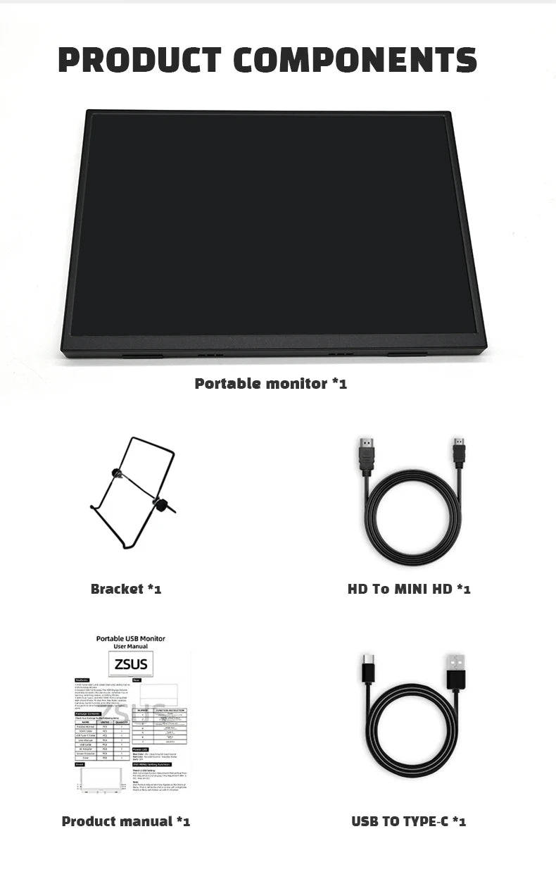 16" Portable Gaming Monitor, 165Hz 1200P IPS Display for Laptop & Console