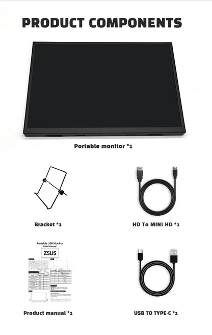 16" Portable Gaming Monitor, 165Hz 1200P IPS Display for Laptop & Console