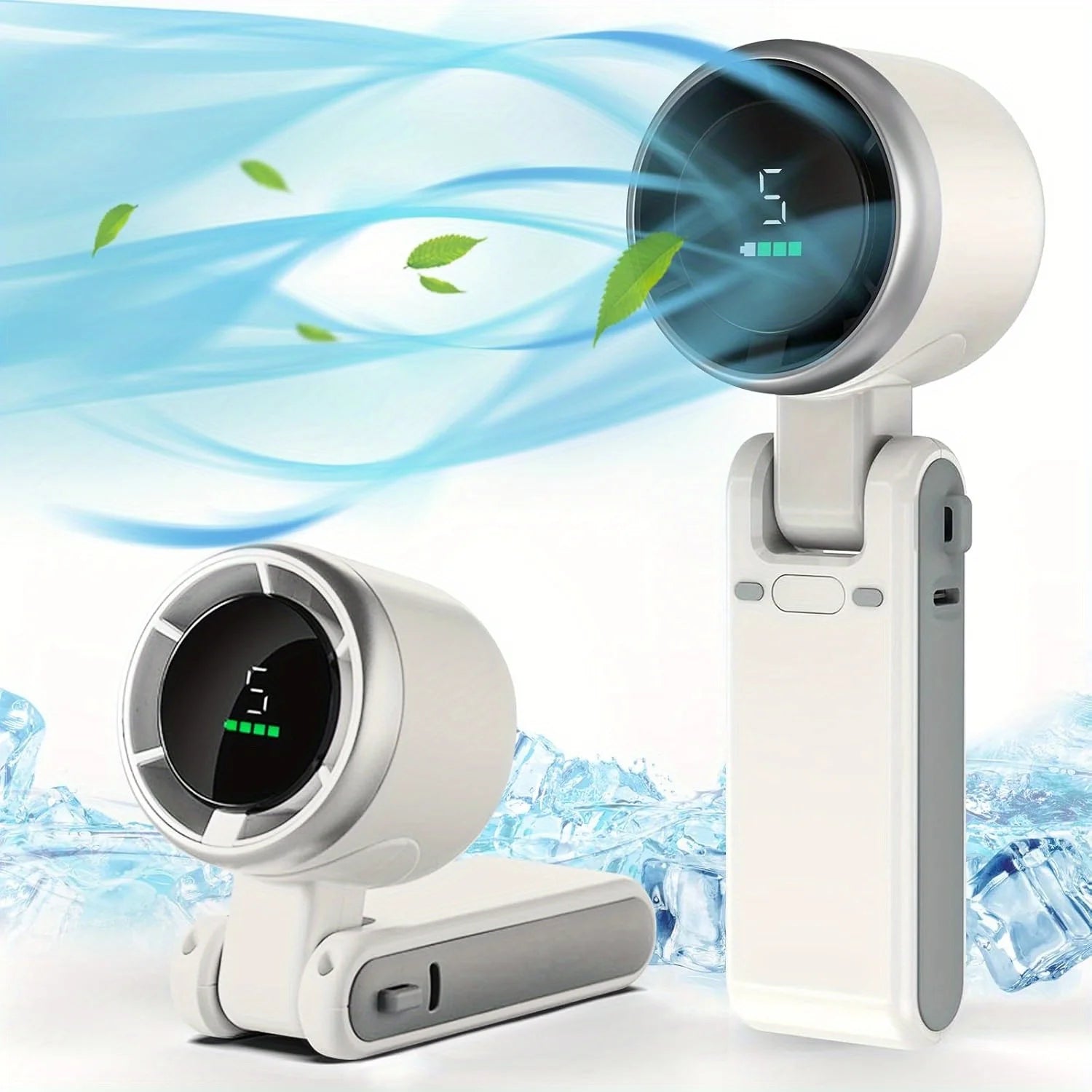 3-in-1 Foldable Handheld Fan - 5-Speed Rechargeable USB Mini Fan - 10