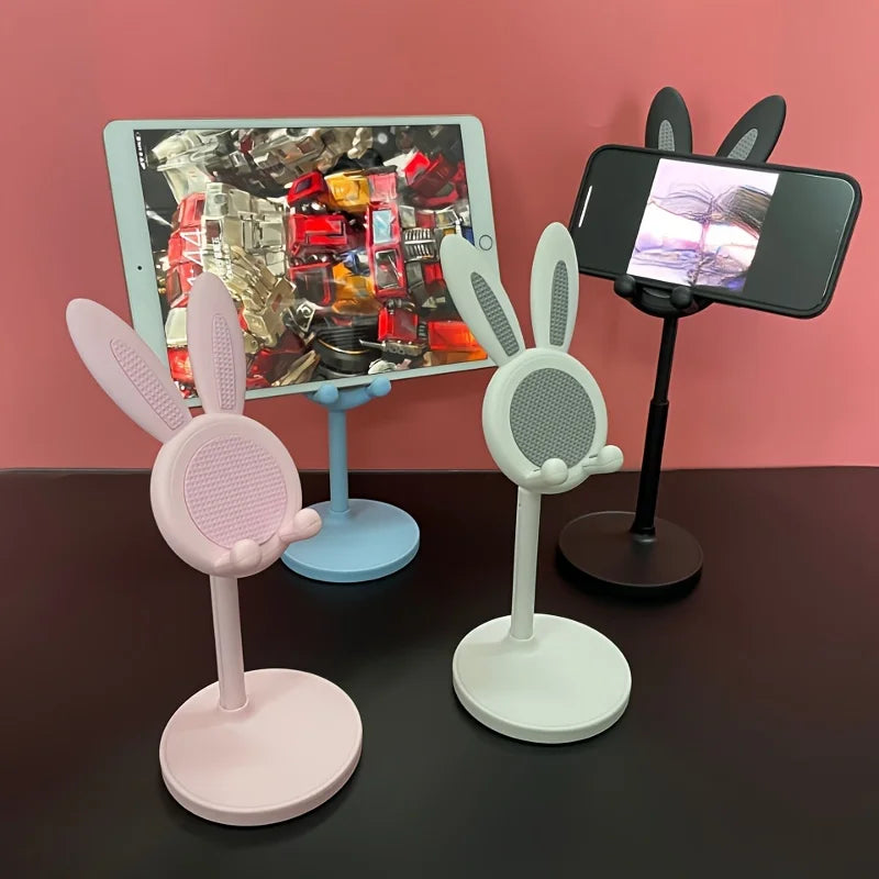 Cute Cartoon Bunny Phone Holder Stand for Desk - Adjustable & Universal Fit