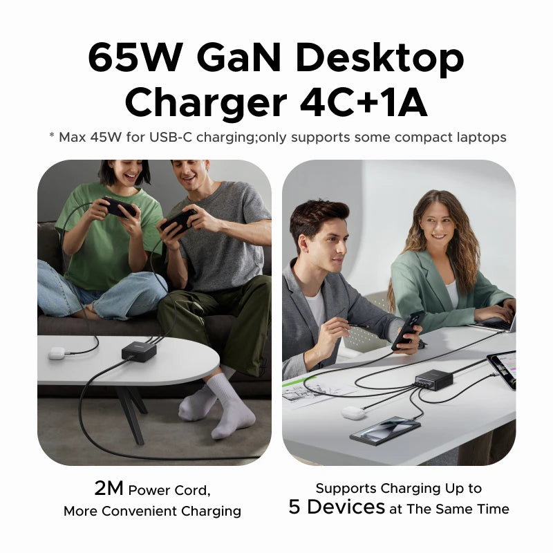 UGREEN 65W GaN Fast Charger 5-in-1 USB-C Desktop Power Adapter - 3