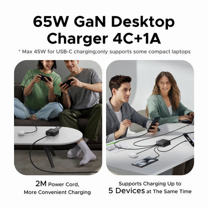 UGREEN 65W GaN Fast Charger 5-in-1 USB-C Desktop Power Adapter