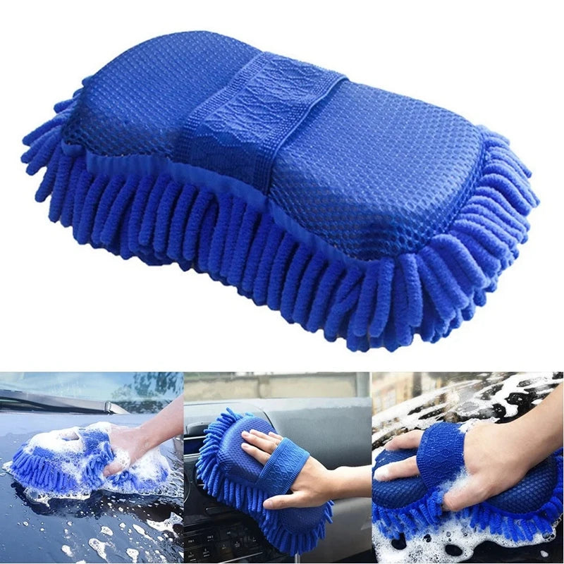 High-Density Honeycomb Car Wash Sponge & Microfiber Mitt - 3
