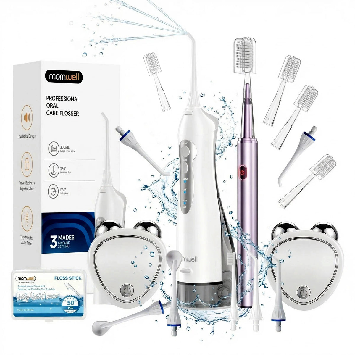 Pro Oral Care Kit: Rechargeable Water Flosser & Electric Toothbrush Set
