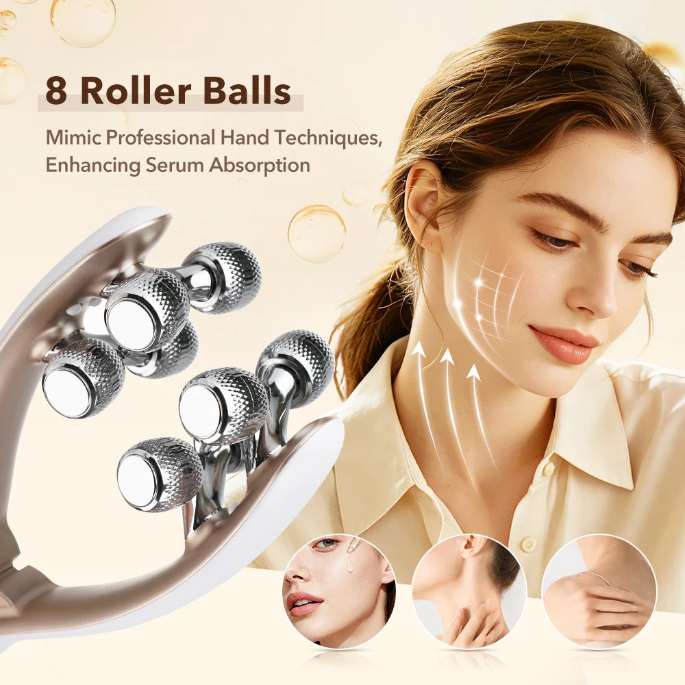 Microcurrent Face & Neck Lifting Massager - Electric V-Shape Slimming Roller - 5