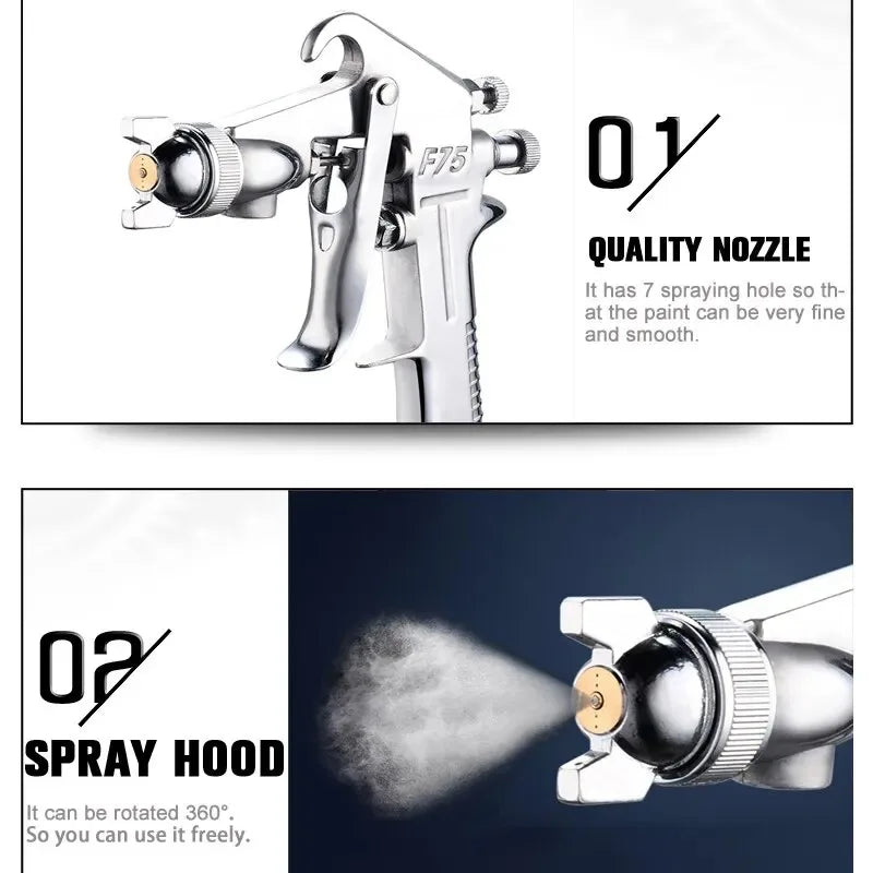 F-75 Professional Pneumatic Air Spray Gun 1.5mm Nozzle for Paint & Furniture - 3