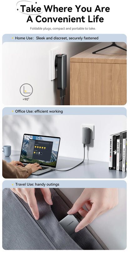 65W Ultra-Thin GaN Fast Travel Charger - PD 3.0 Dual-Port Wall Adapter