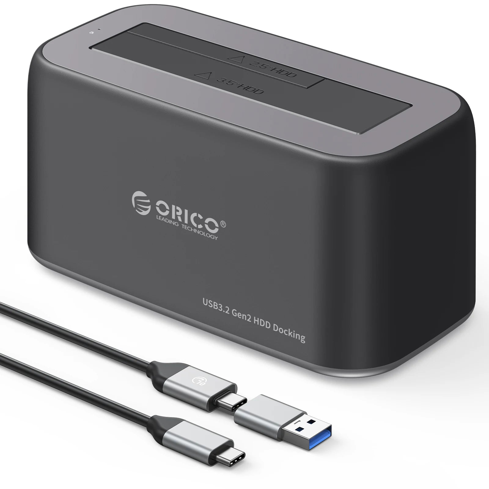 ORICO Dual-Bay Hard Drive Docking Station, 10Gbps Type-C for 2.5/3.5" HDD/SSD - 25