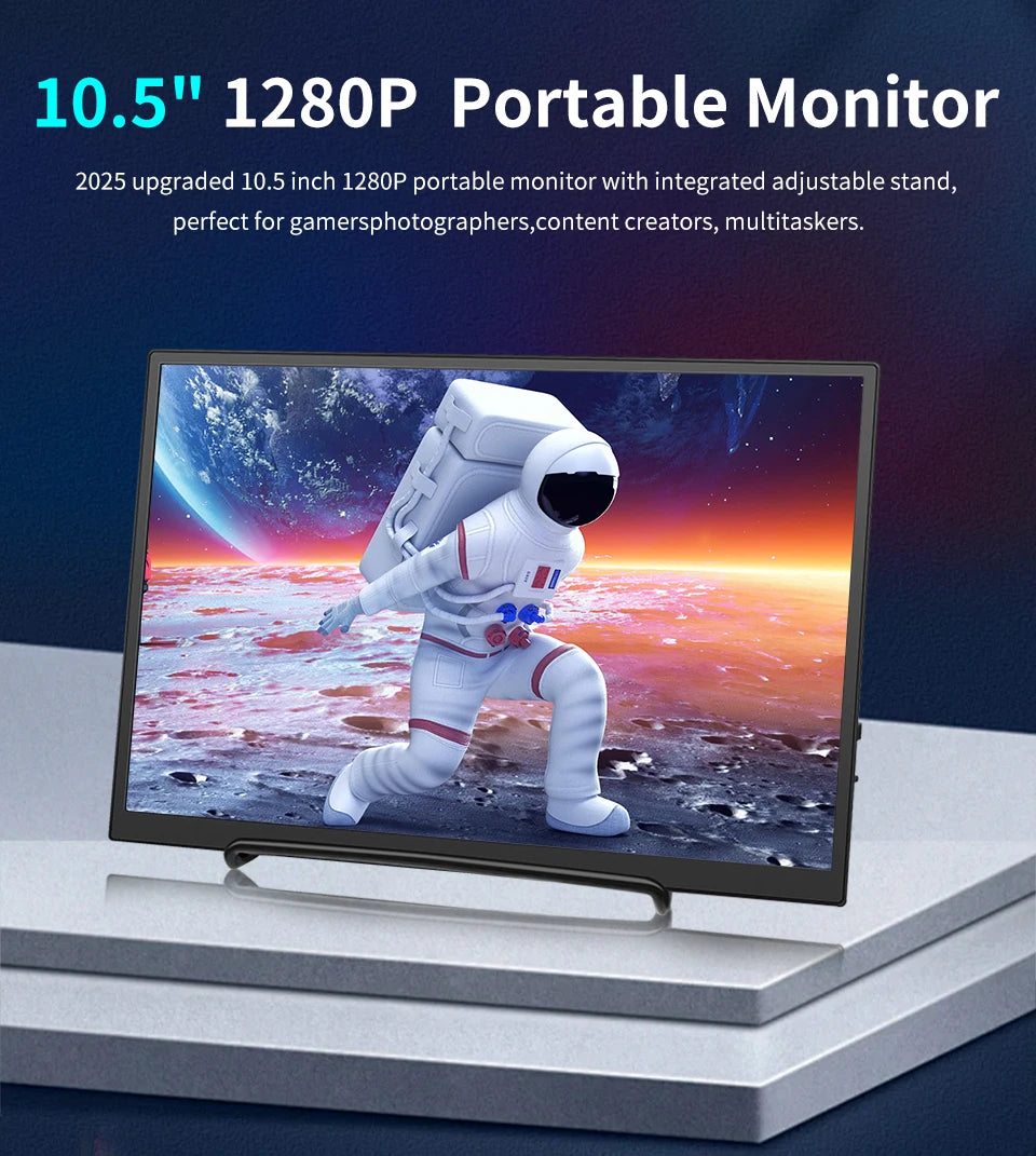10.5" Portable IPS Monitor - 1920x1280 100% sRGB Gaming Display for Laptop - 7
