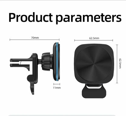 Magnetic Wireless Car Charger & Phone Mount - 15W Fast Charging Station