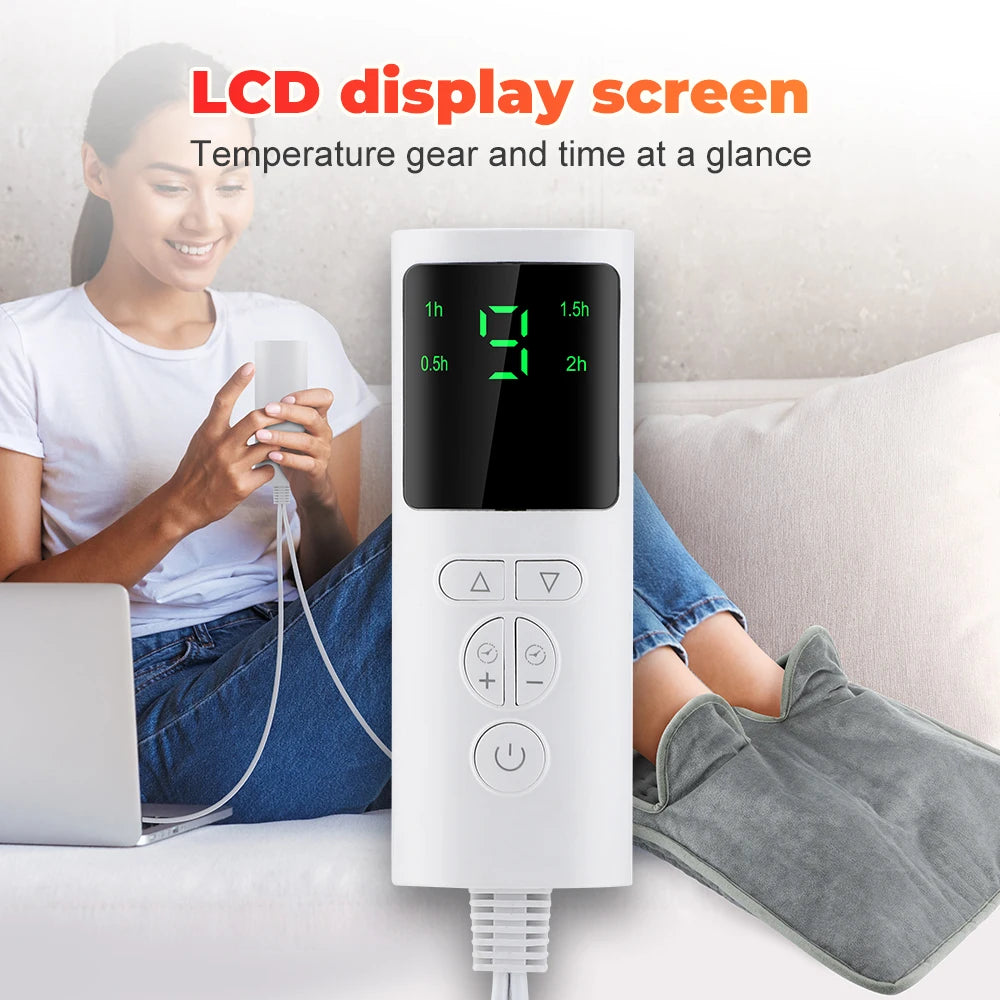 Electric Heated Foot Warmer - Adjustable Temperature & Timer Desk Heating Pad