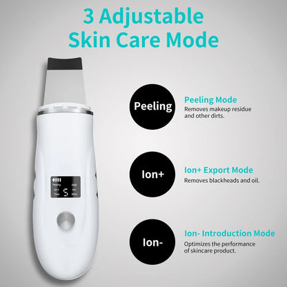 Ultrasonic Facial Skin Scrubber - Deep Cleansing & Blackhead Remover Spatula