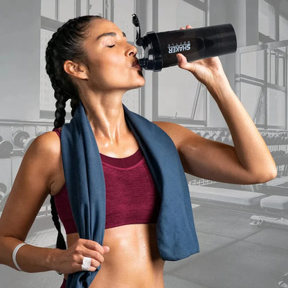 3-Layer Portable Protein Shaker Bottle - Leak-Proof Gym Mixing Cup