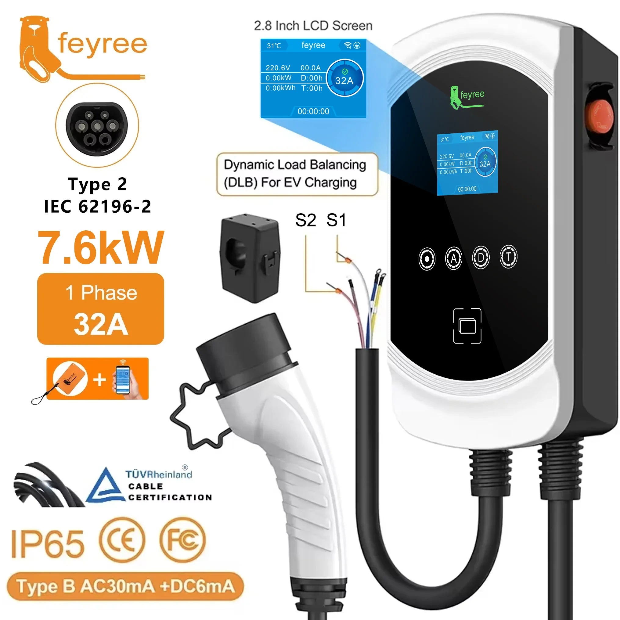 Smart EV Charging Station: Type 2 Wallbox with WiFi, App & Load Balancing - 41