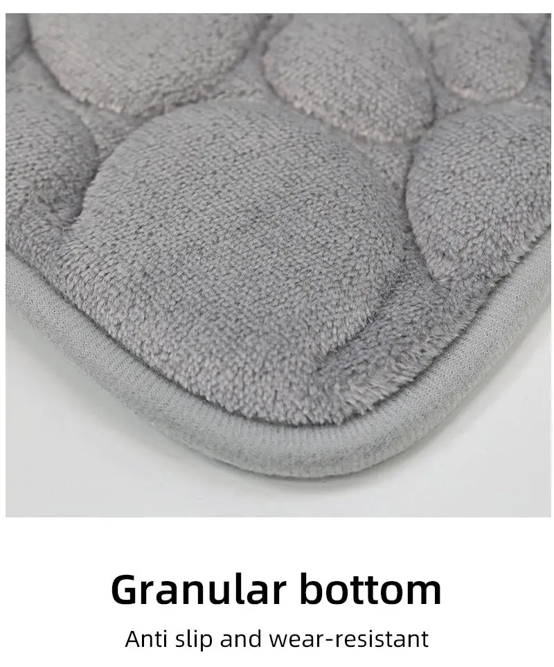 3-Piece Cobblestone Bath Mat Set - Non-Slip & Absorbent