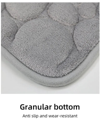 3-Piece Cobblestone Bath Mat Set - Non-Slip & Absorbent