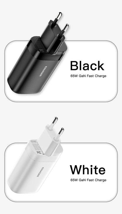 65W GaN Fast Charger - Triple Port USB-C Wall Charger for Laptop & Phone