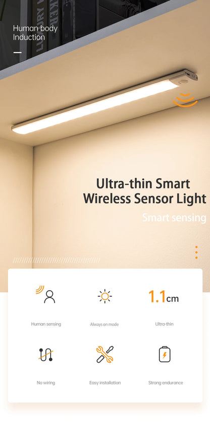 Rechargeable Motion Sensor LED Cabinet Light - Wireless Under Counter Lighting