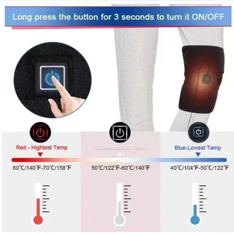 Electric Heated Knee Wrap - USB Joint Warmer & Pain Relief Pad - 11