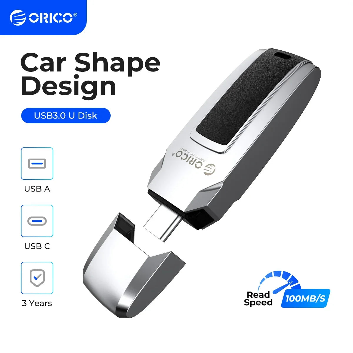 ORICO High-Speed Metal & Leather USB 3.2 Flash Drive - Portable Storage