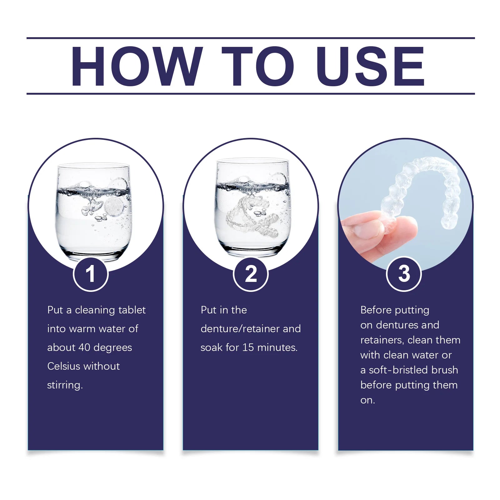 Denture & Retainer Cleaning Tablets - Deep Cleansing Effervescent Dental Care - 12