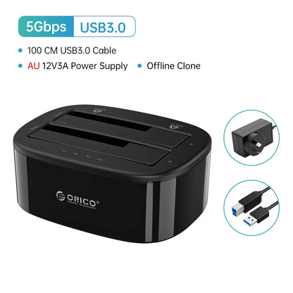 ORICO Dual Bay HDD Docking Station - USB 3.0 SATA for 2.5/3.5" SSD/HDD