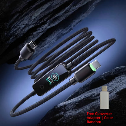 240W USB-C Fast Charging Cable with Real-Time LED Power Display