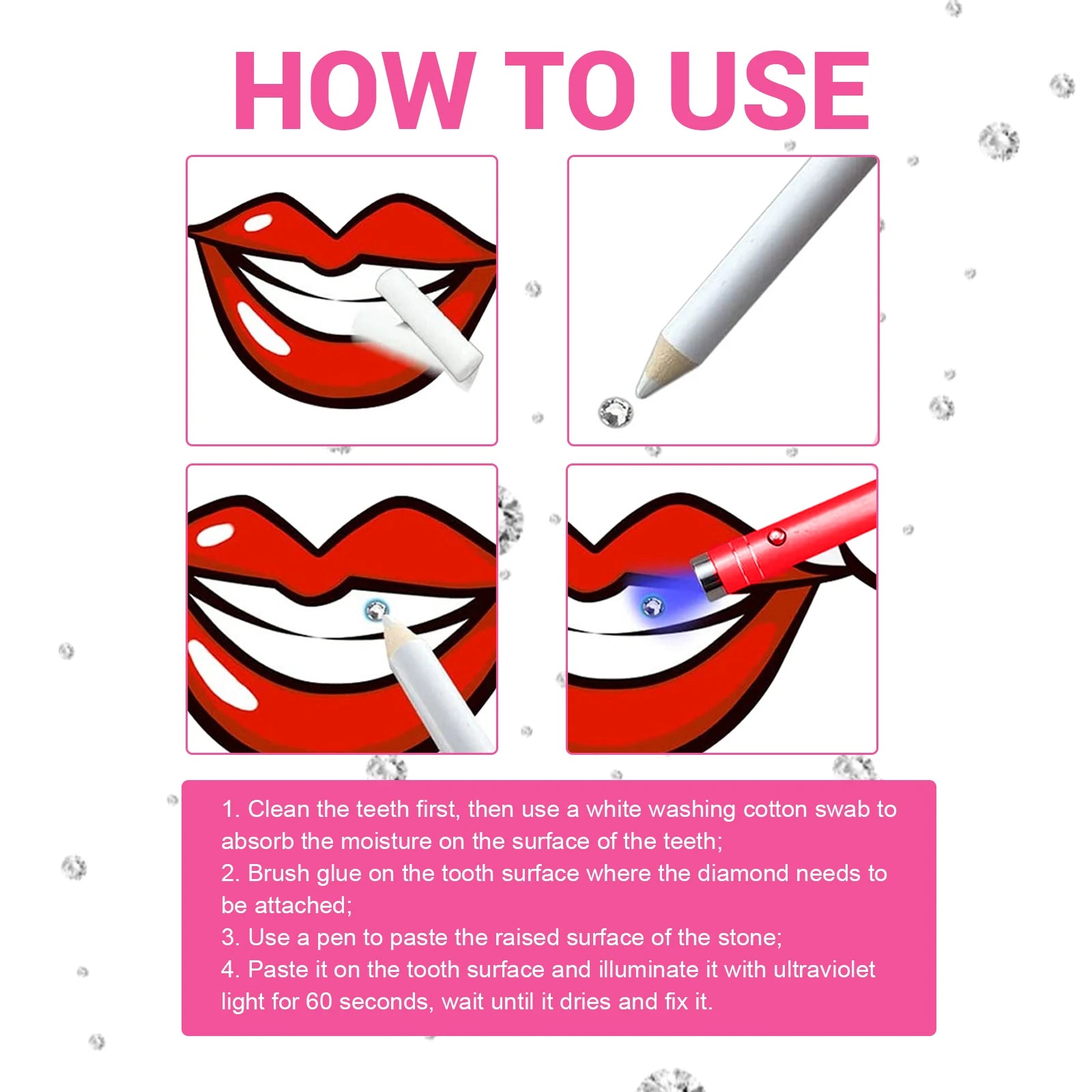 Professional DIY Tooth Gem Kit with UV Light for Sparkling Dental Jewelry - 17