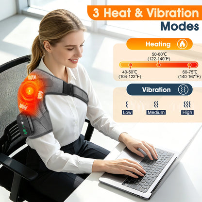 Cordless Shoulder Massager with Heat and Vibration for Pain Relief