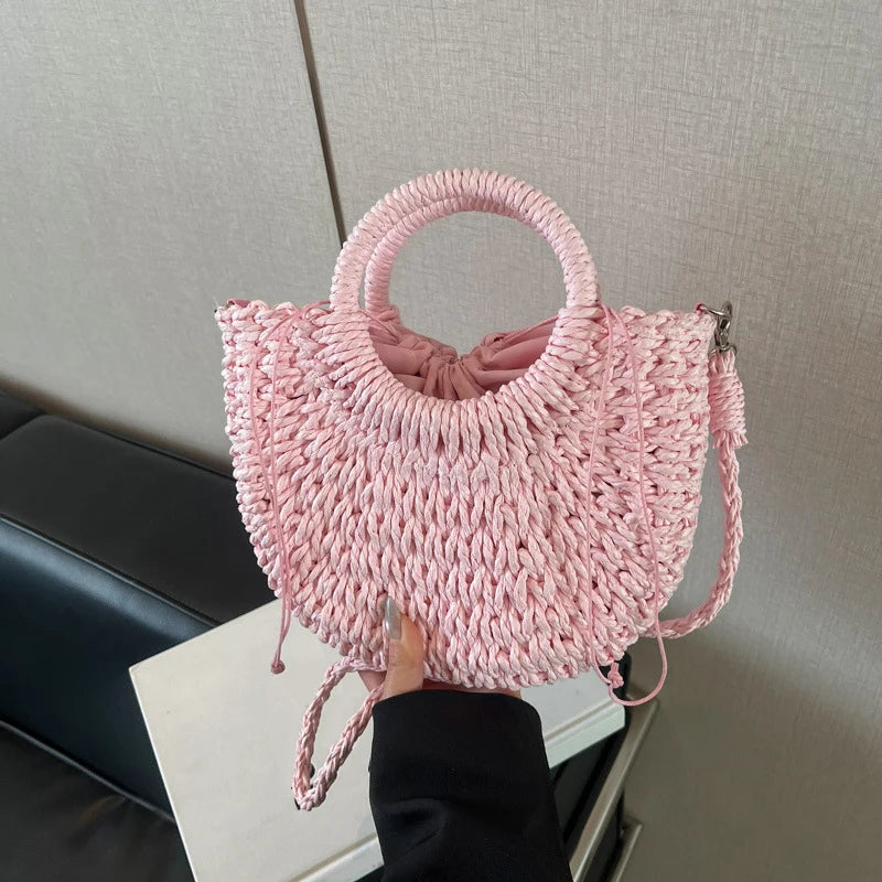 Luxury Orange Straw Handbag