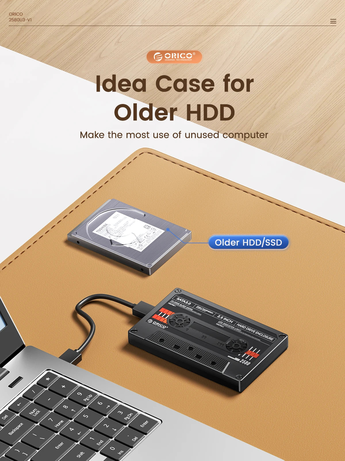ORICO 2.5" SATA to USB 3.0 External Hard Drive Enclosure Case - 14