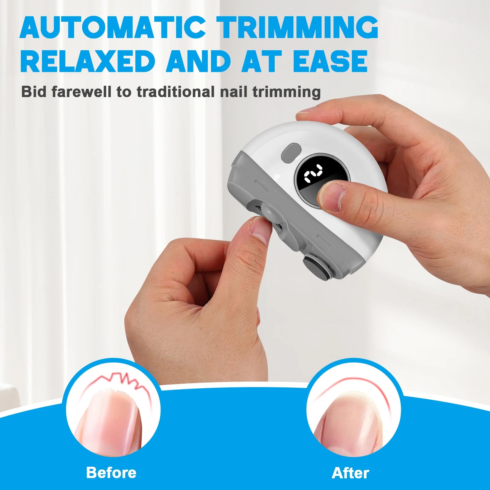 Automatic Electric Nail Trimmer & Polisher - Safe & Painless LED Nail Care Device - 3