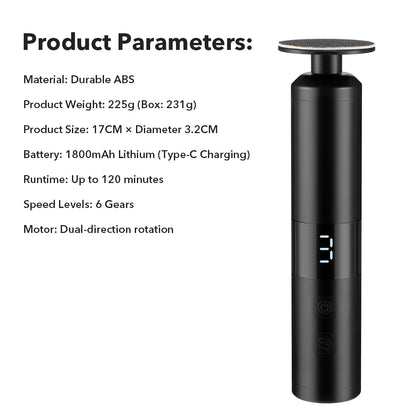 Electric Foot Callus Remover - 6-Speed Rechargeable Pedicure Tool for Smooth Heels