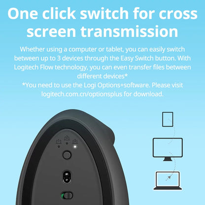 Ergonomic Vertical Wireless Mouse - Silent Bluetooth Optical Mouse